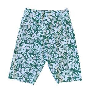 Handmade Bike Shorts in Green Floral Print Size Small
